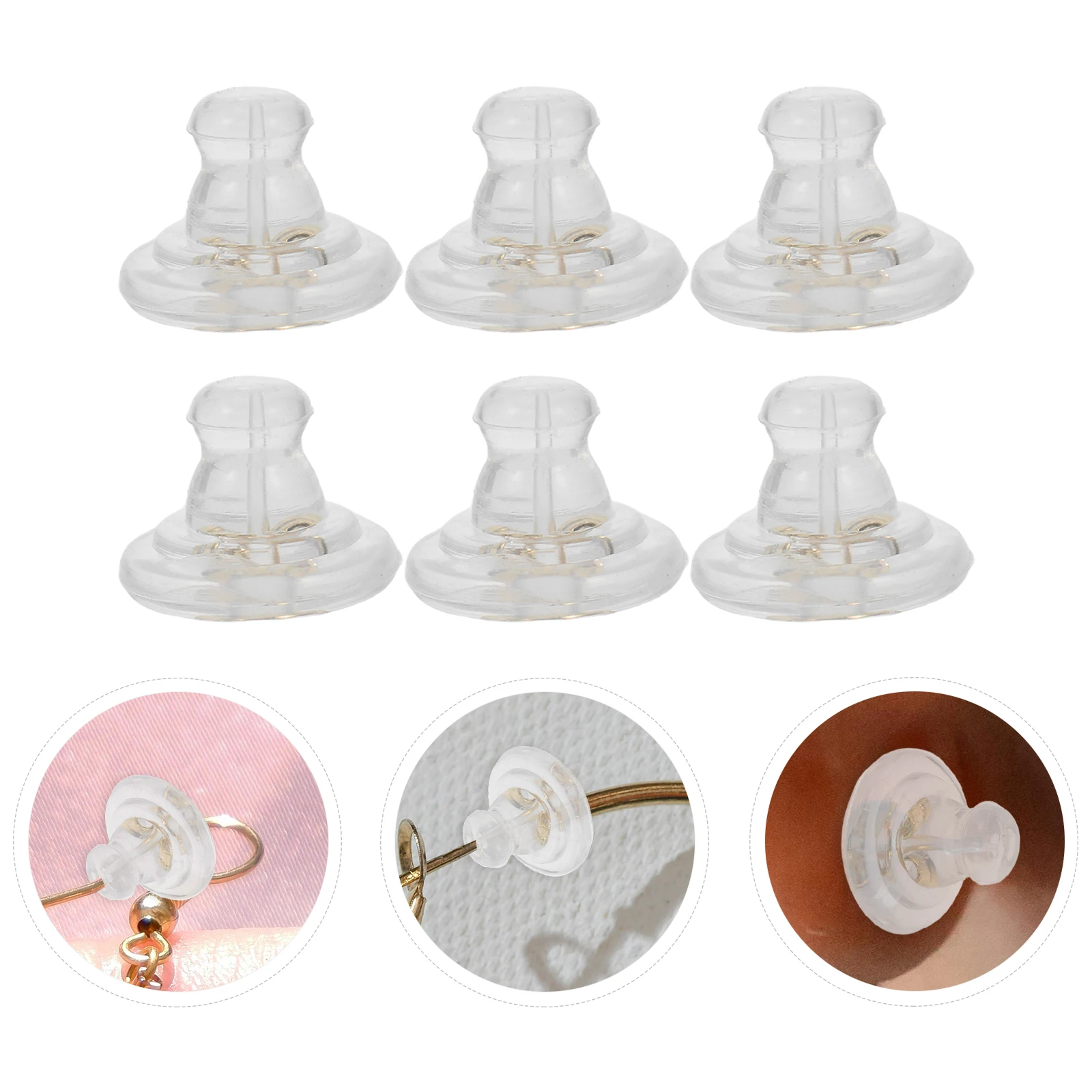 

100pcs Silicone Earring Backs Soft Clear Safety Backs For Studs Replacement Anti Slip Comfortable Daily Wear