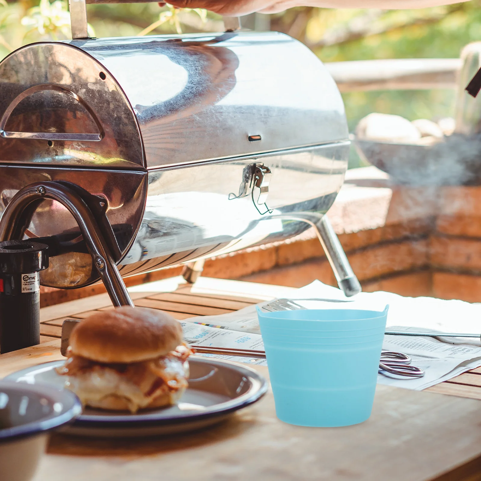 

Heat-Resistant Silicone Bucket Liner Foldable Grease Bucket Liner for Barbecue Easy Clean and Store Grill Accessories