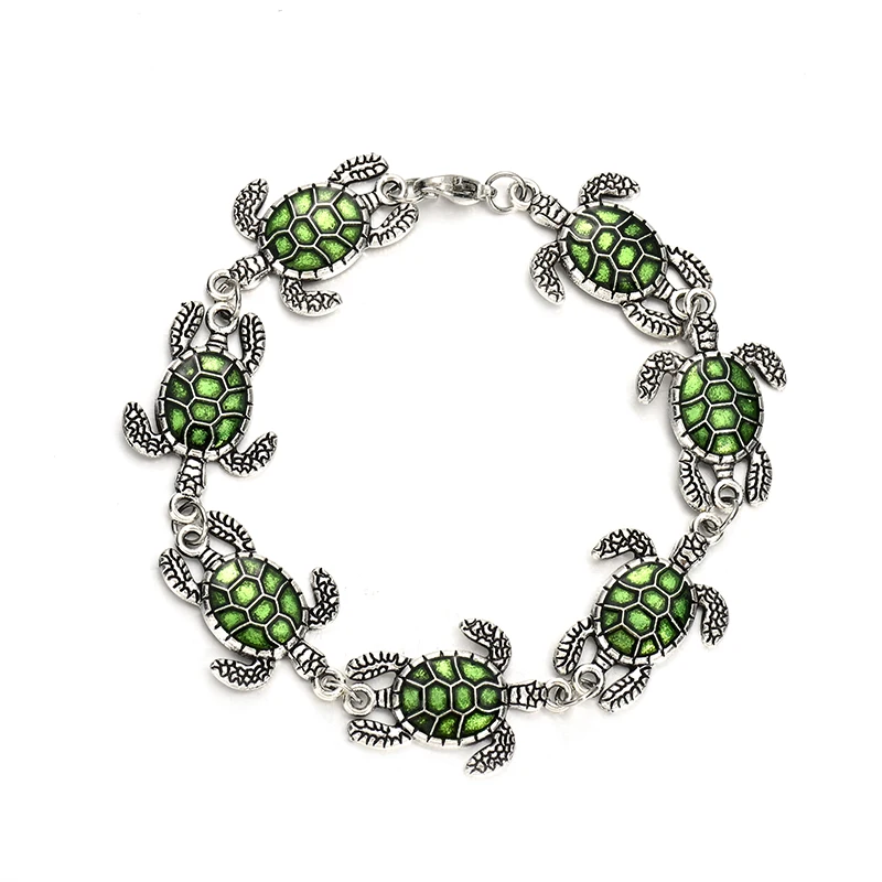 YEYULIN Fashion Silver Color Sea Turtle Charms Bracelet for Women Girls Adjustable Chain Bracelet Jewelry Gifts