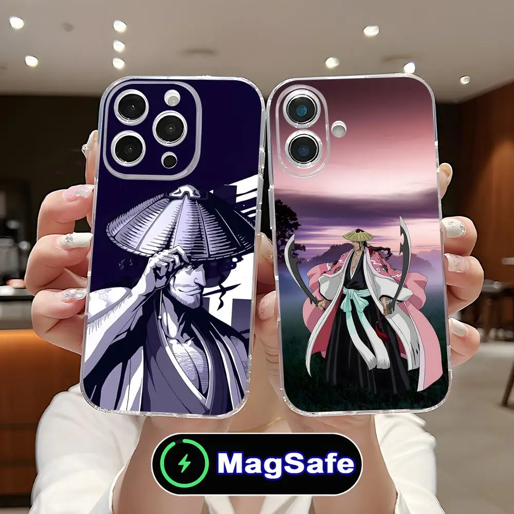 

Kyouraku Shunsui Clear TPU Magsafe Mobile Phone Case for iPhone 17 16 15 14 13 12 11 Air Pro Max Plus Mini Colorful Cover