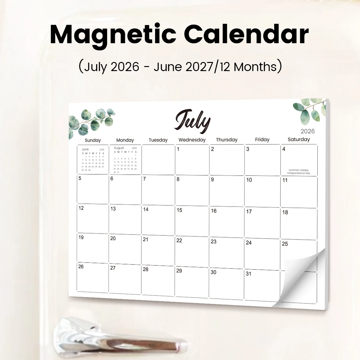 Magnetic Fridge Calendar 2026.7-2027.6 Minimalist Monthly Planner 12 Month Wall Calendar Kitchen Organizer Aesthetic Design