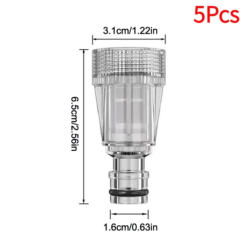 5Pcs Plastic Pressure Washer Garden Hose Adapter, 3/4 Inch Pressure Washer Transparent Water Inlet Filter Replacement Tool.