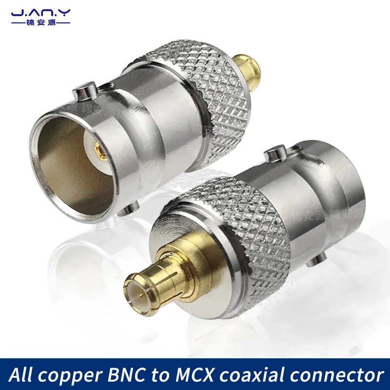 2PCS Copper Gold plated BNC conversion MCX Adapter RF RF signal oscilloscope connector probe Q9 female to MCX male test head