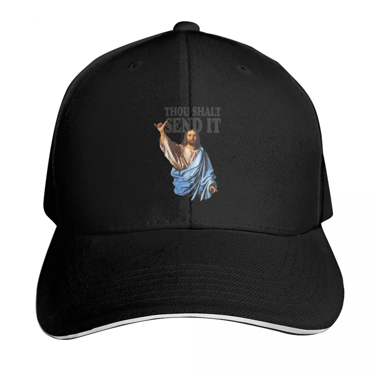 Thou Shalt Send It Jesus Baseball Cap Breathable Mesh Back Adjustable Buckle Closure Moisture Wicking Quick Dry