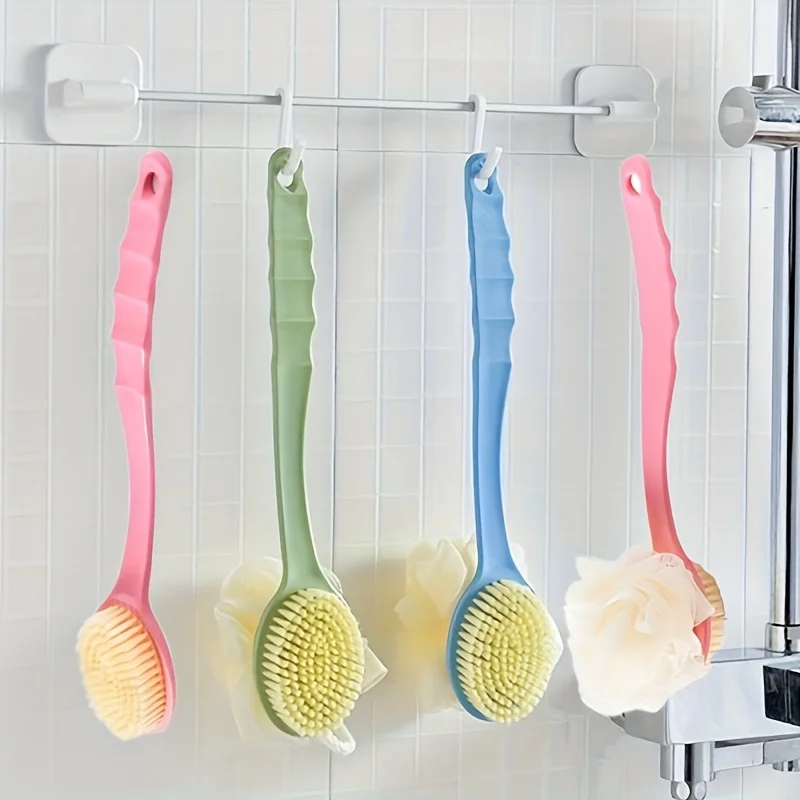 Double-sided Bath Brush，Contains soft cucumber fibers and bristles——Deep Cleansing Back and Foot Brush，Gentle Exfoliating Body a