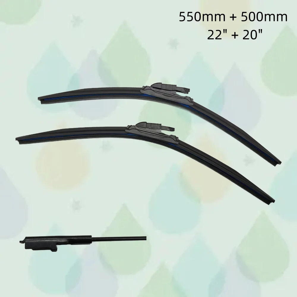 

Wiper blades for Ford Mustang 2009-2019 Chery Chirey E8 2012-2016 22" + 20" (550mm + 500mm) All-Season Auto Windshield