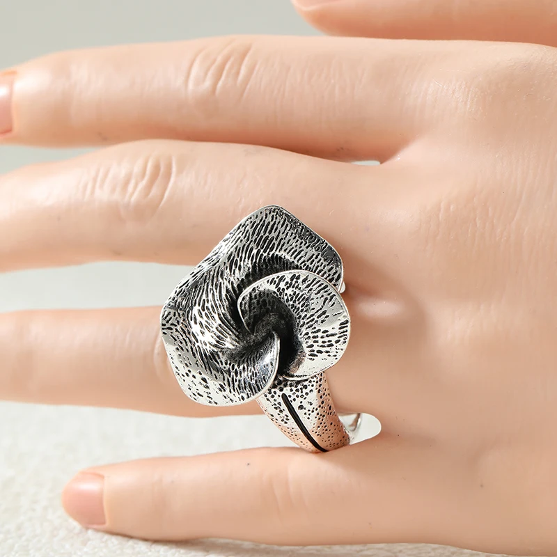 Women's Aesthetic Minimalist Style Lotus Handmade Ring Elegant Personality Banquet Anniversary Unique Jewelry Accessories Crafts