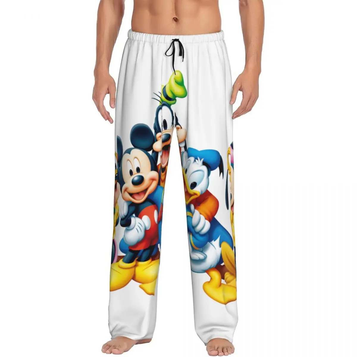 

Custom Mickey Mouse Pluto Minnie Goofy Donald Duck Pajama Pants Men's Lounge Sleep Stretch Sleepwear Bottoms with Pockets