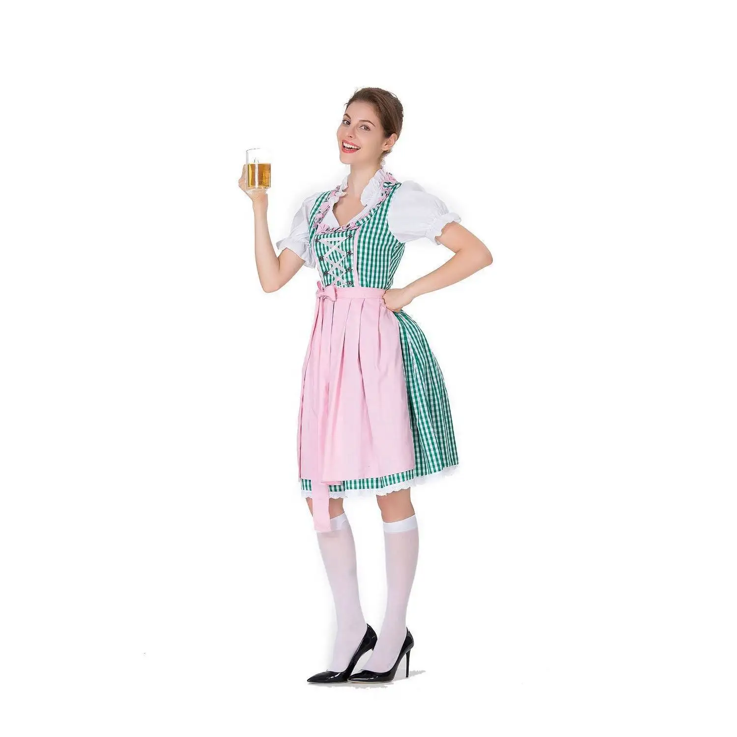 plus Size Beer Festival loween Beer Girl Dr Waist-Cinched Workwear Restaurant Stf orm Fem Costume Ethnic Sle