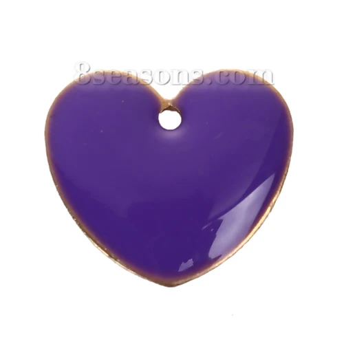 10pcs Brass Enamelled Sequins Charms Heart Unplated Multicolor Enamel Pendants DIY Necklace Earrings Jewelry Findings 16mm x16mm