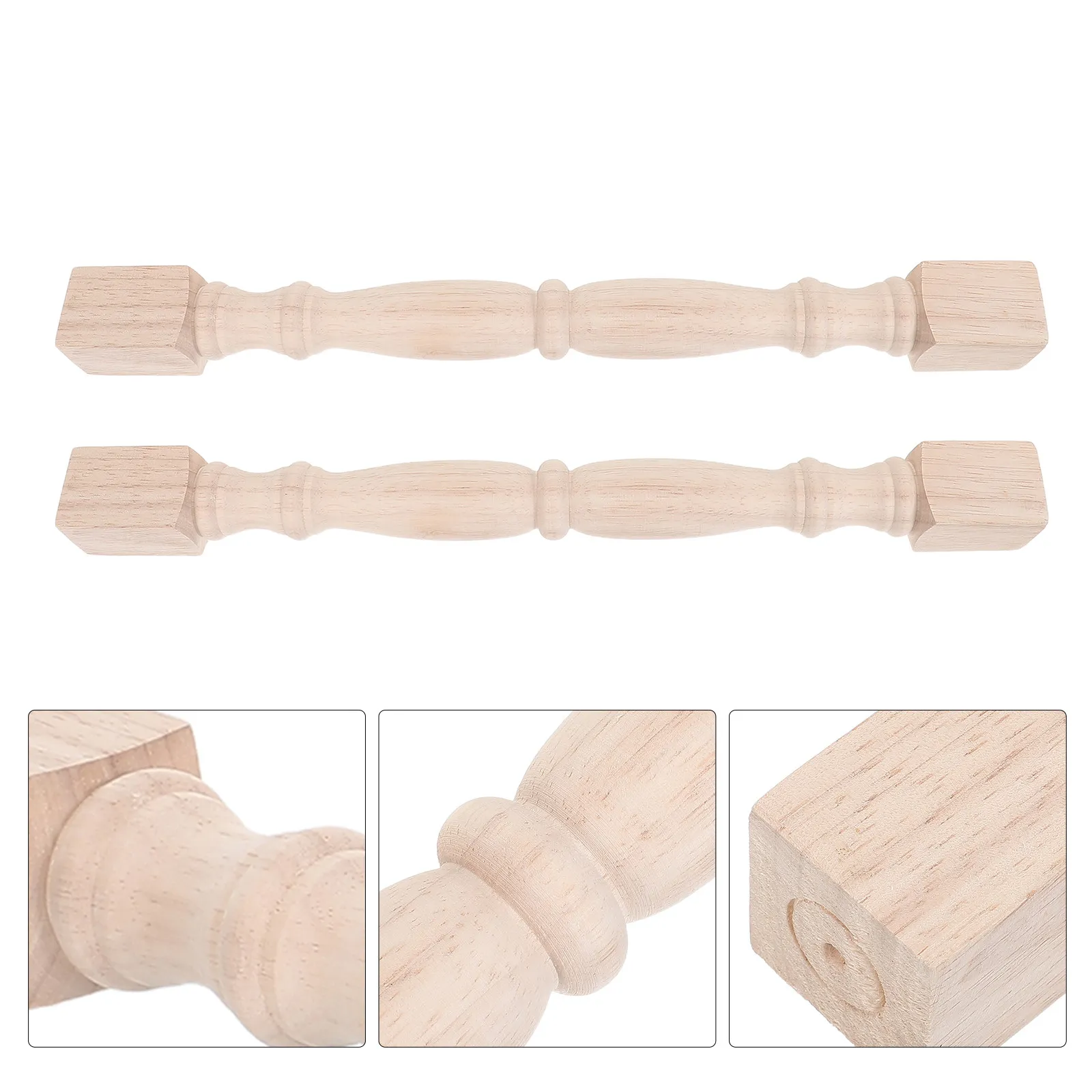 2Pcs Square Wood Baluster Posts Unpainted Unfinished Stair Spindles for Home Improvement Deck Railing Wood Crafts