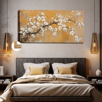 [Art Deco Canvas Print] Large 20x40 Inches White Blossom Landscape Canvas Art Print - Art Deco Classic Minimalist Framed Wall