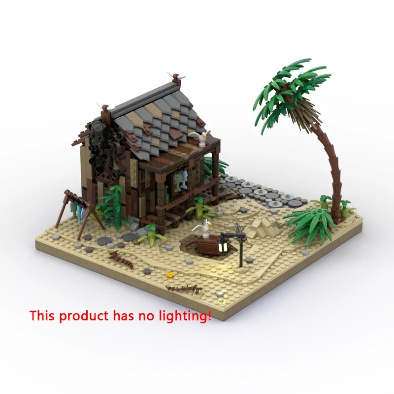 Street View Model MOC Building Bricks Seaside Fisherman's Hut Modular Technology Gifts Holiday Assemble Children Toys Suit