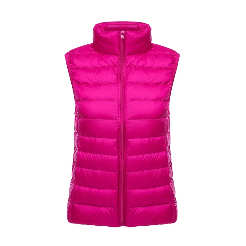 Blanc col montant femmes sans manches vers le bas gilet manteau hiver mince mince affaires gilets blanc bleu noir rouge femmes gilet 3XL