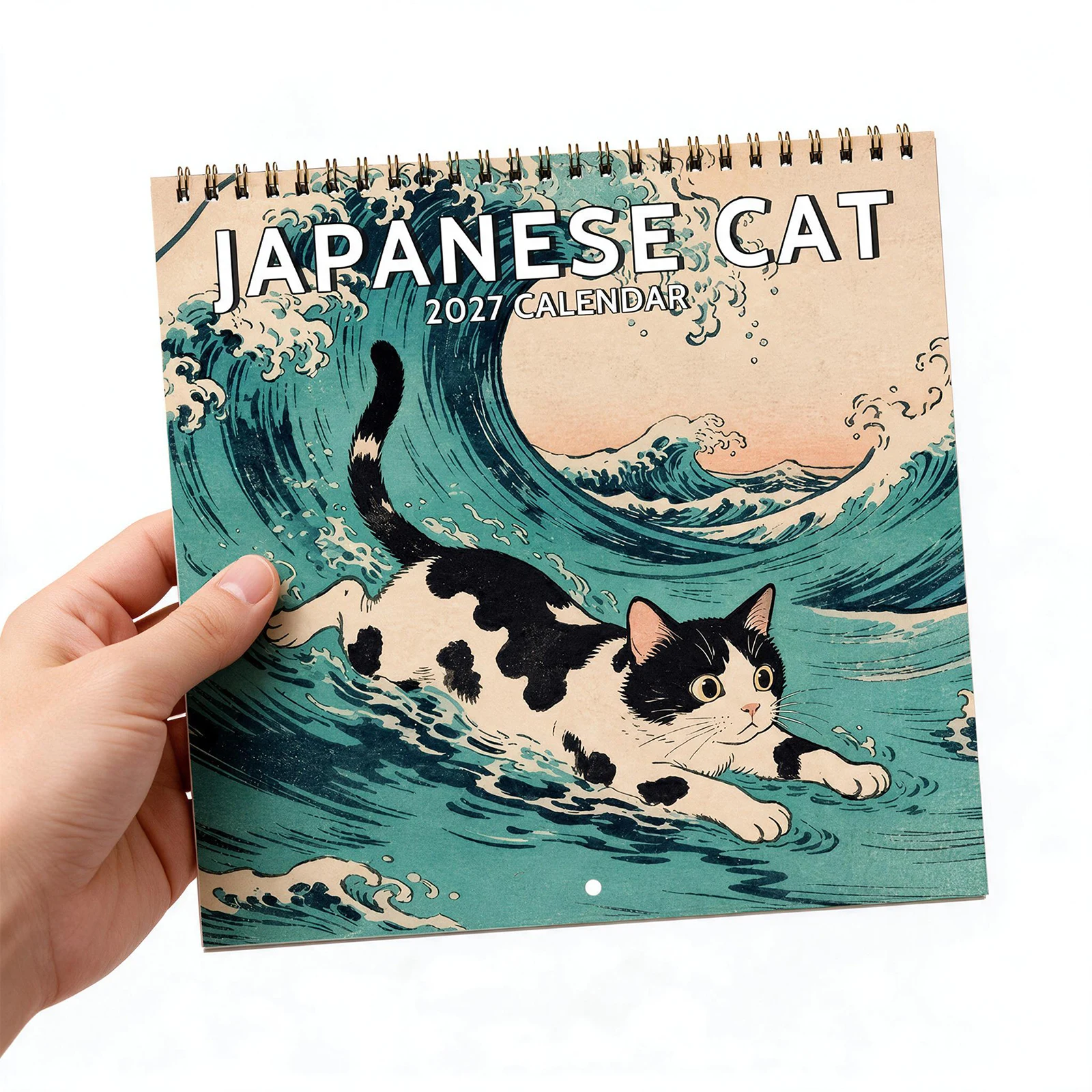 2027 Japanese Vintage Cat Wall Calendar Monthly Ukiyo-e Art Style 12 Pages Home Office Decor Cat Lover Gift