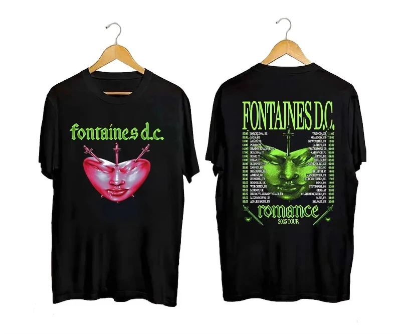 American Fontaines DC Favorite Heart Summer Tour camiseta para hombre novedad de verano moda Vintage ropa de calle para hombres y mujeres