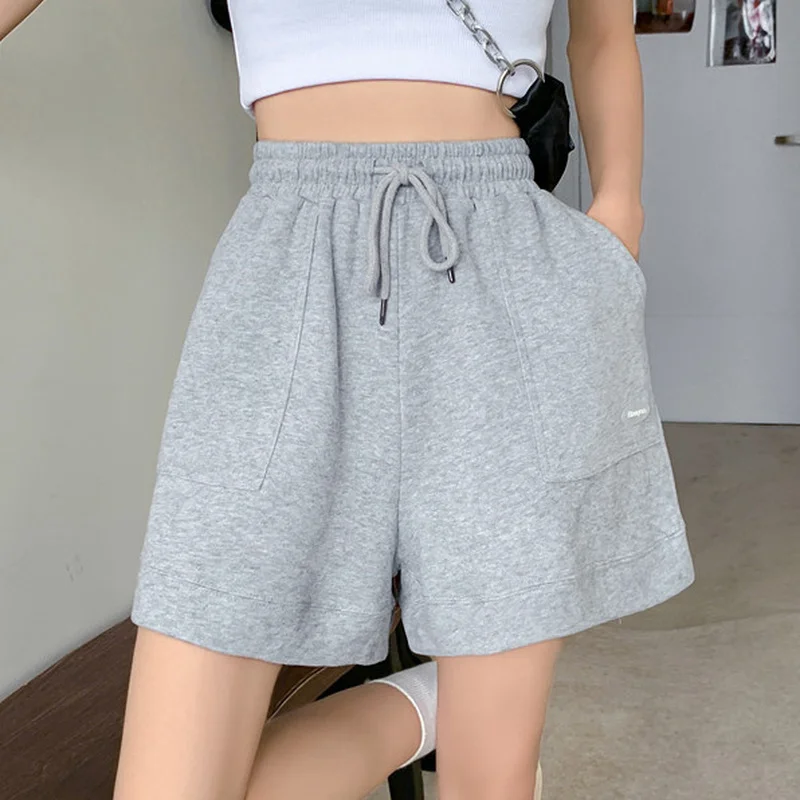 Pantaloncini da donna per il tempo libero Chic Harajuku semplice solido Ulzzang Sport coulisse femmine estate calda All-match Ins Patchwork vita alta