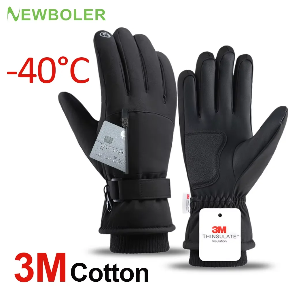 Męskie zimowe wodoodporne rękawiczki rowerowe Outdoor Sports Running Motorcycle Ski Touch Screen Fleece Gloves Antypoślizgowe ciepłe pełne palce