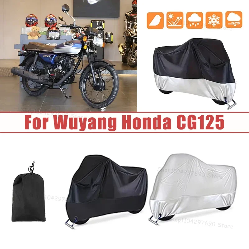 210D Oxford Motorcycle Cover Waterproof All Season UV Protection For Wuyang Honda CG125 Anti-Tear Windproof Motorbike Cover
