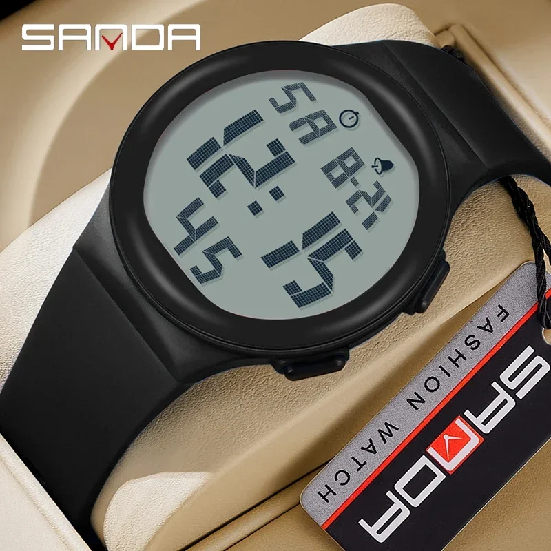 SANDA 2151 Ultra-thin Sports Watch for Men Fashion Countdown Waterproof LED Digital Military Wristwatches Mens Reloj Hombre