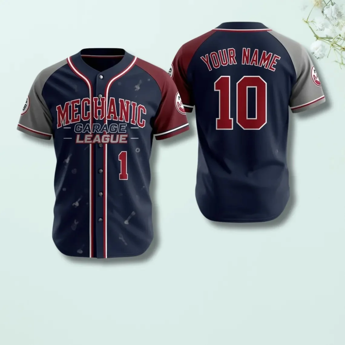 Personalized Mechanic Garage League Baseball Jersey, Custom Name & Number Gift Men For Women Fans
