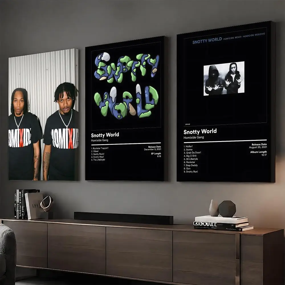H-Homixide Gang Singer Album Painting Calligraphy HD Modern Style Inner Frame Canvas Poster Bedroom Room Hallway Wall Art Decor