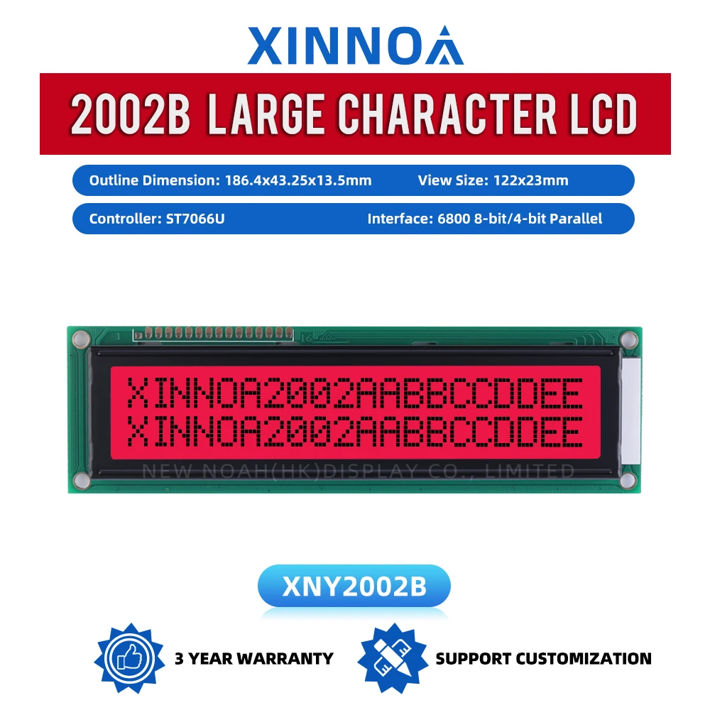 Red Light Black Letters 2002B Character LCD Module 2*20 Voltage 5V 3.3V Optional ST7066U LCD Dual Row Interface LCD Screen