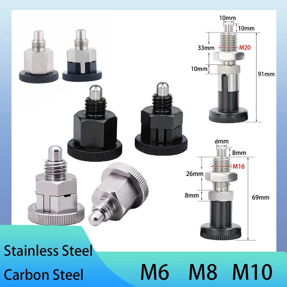 1Pcs Knob Plunger Spring Reset/Self-locking Pin M6 M8 M10 M12 M16 Spring Index Positioning Column Hardware Accessories Rustproof