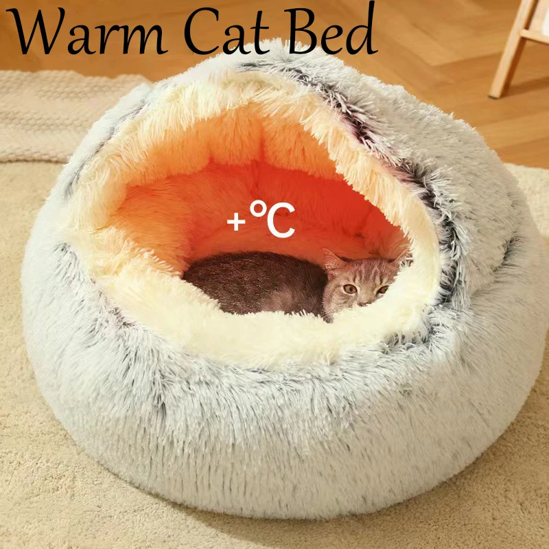 

Cat House Winter Plush Pet Cat Bed Round Cat Cushion Thicken Warm Cats Basket Pet Sleep Bag Kitten Nest Kennel for Small Cats