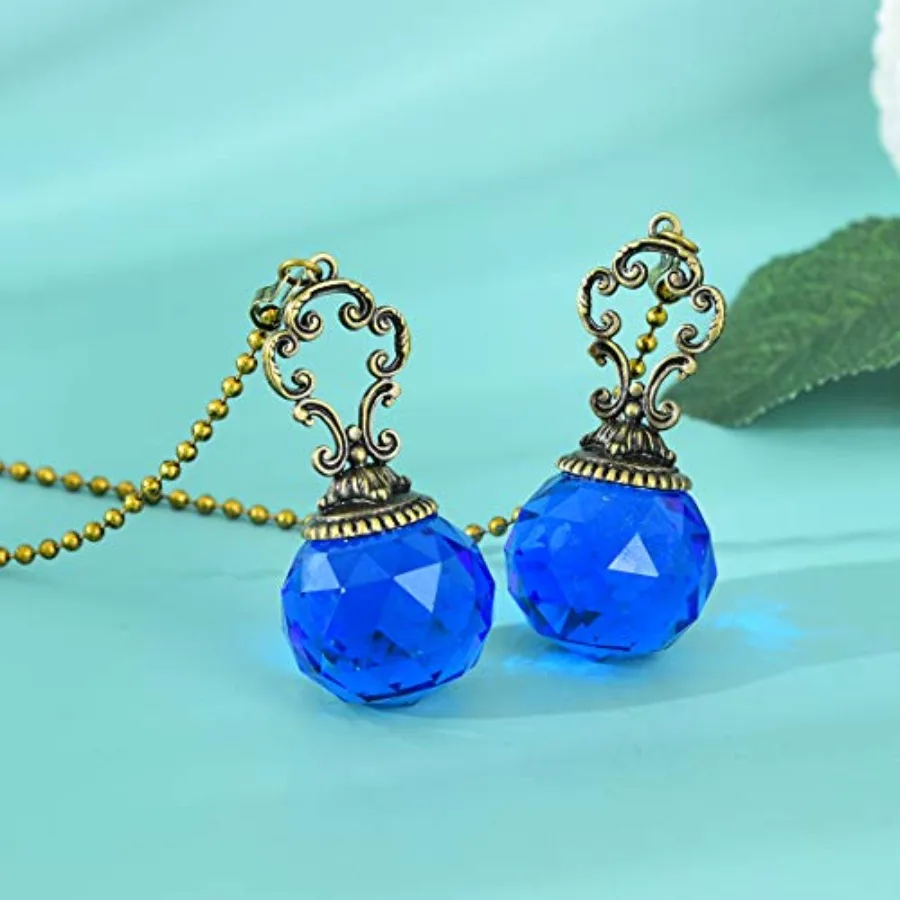 Set of 2 Vintage-Style Fan Pull Ceiling Fan Chain Pulls Crystal Prism Ball