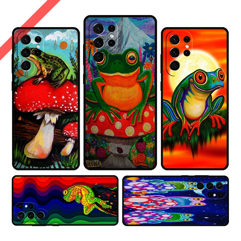 Frong Froggy Art Groovy Hippie Phone Case For Samsung Galaxy S20 FE S21 S10 S23 Plus S24 S22 Ultra Note20 Note10 S9 S8 Cover