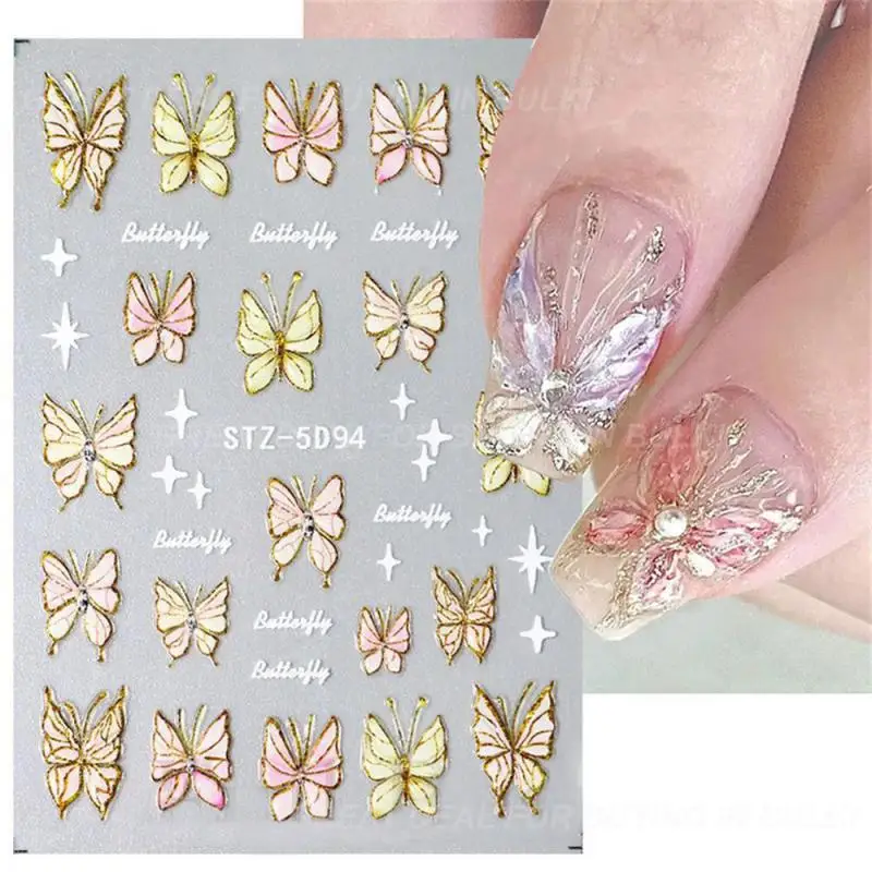 Pegatinas simples y elegantes para decoración de uñas, calcomanía en relieve práctica y práctica, diseño festivo, pegatina cómoda de llevar