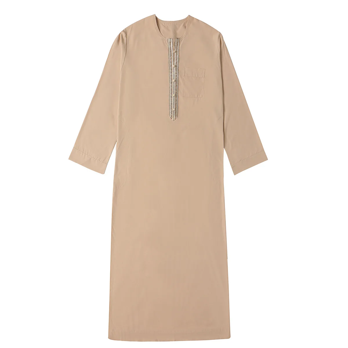 ชายมุสลิมเย็บปักถักร้อยแขนยาว Jubba Thobe อาหรับ Robe เสื้อผ้าอิสลามตุรกี Kaftan Thoub Abaya Djellaba Daffah Dishdasha