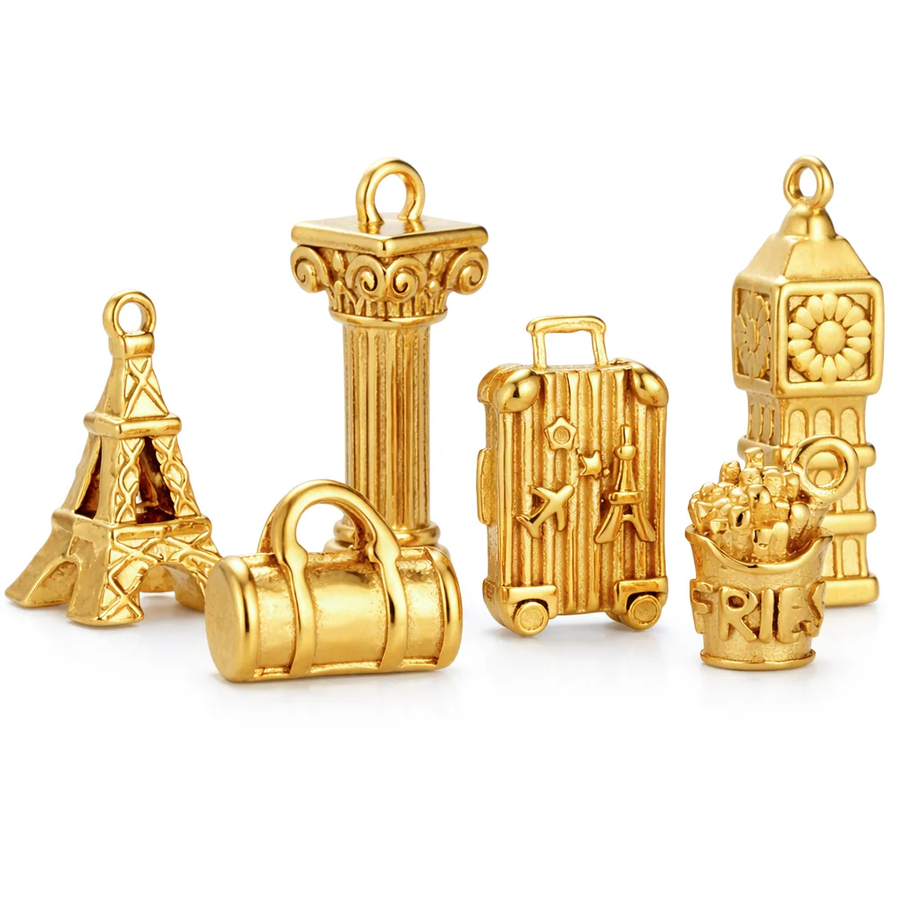 3Pcs Architecture Landmarks Pendants Eiffel Tower/Bell Tower/Travel Suitcase Charms DIY Jewelry Necklace Bracelet Earring Making