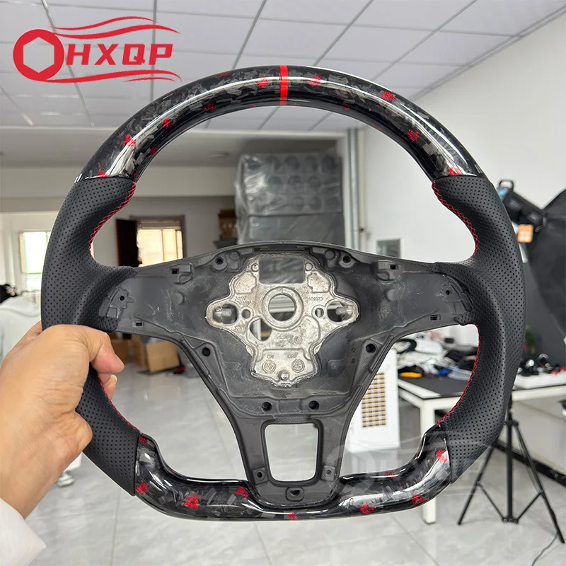 Para Volkswagen VW Golf MK7 TSI TDI volante de fibra de carbono accesorios manuales para coche accesorios manuales rojos y azules para coche
