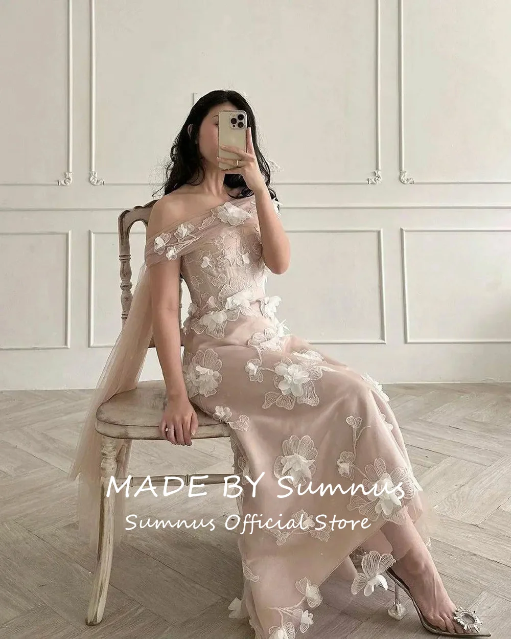 Sumnus A Line Prom Dresses Elegant Beading Flowers Lace Celebrity Party Dresses For Women Dubai Arabia Bridal Evening Dresses