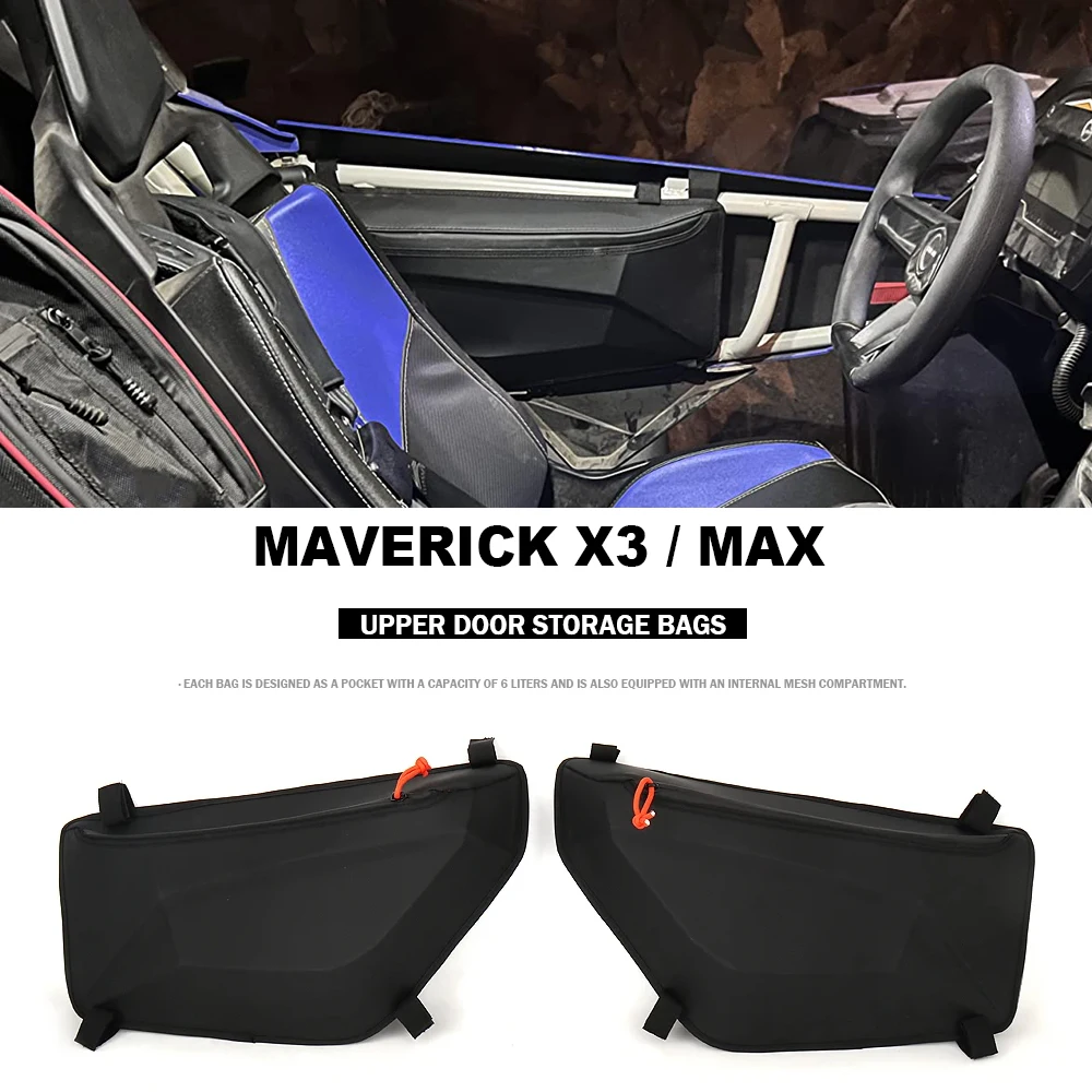 

New Black For Can-Am MAVERICK X3 MAX UTV Maverick X3 Side Storage Door Bag Upper Door Bags Organizer