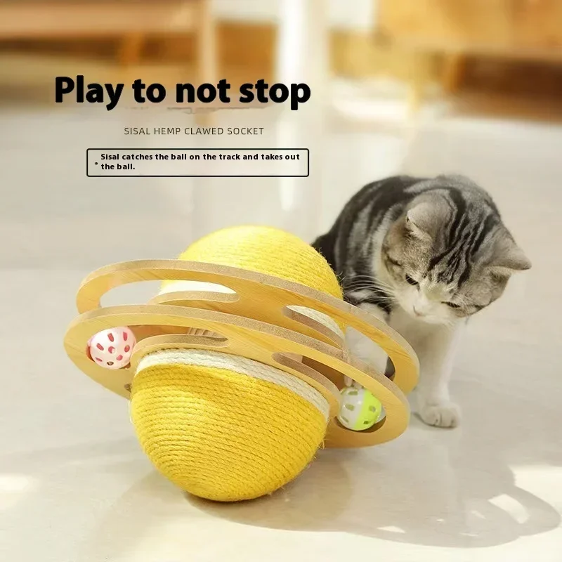 Cat Scratching Board Ball Cat Digging Fun Toys Sisal Turntable Track Play Disc Spherical Tumbler Wearable Cat Claw Grinding Toys