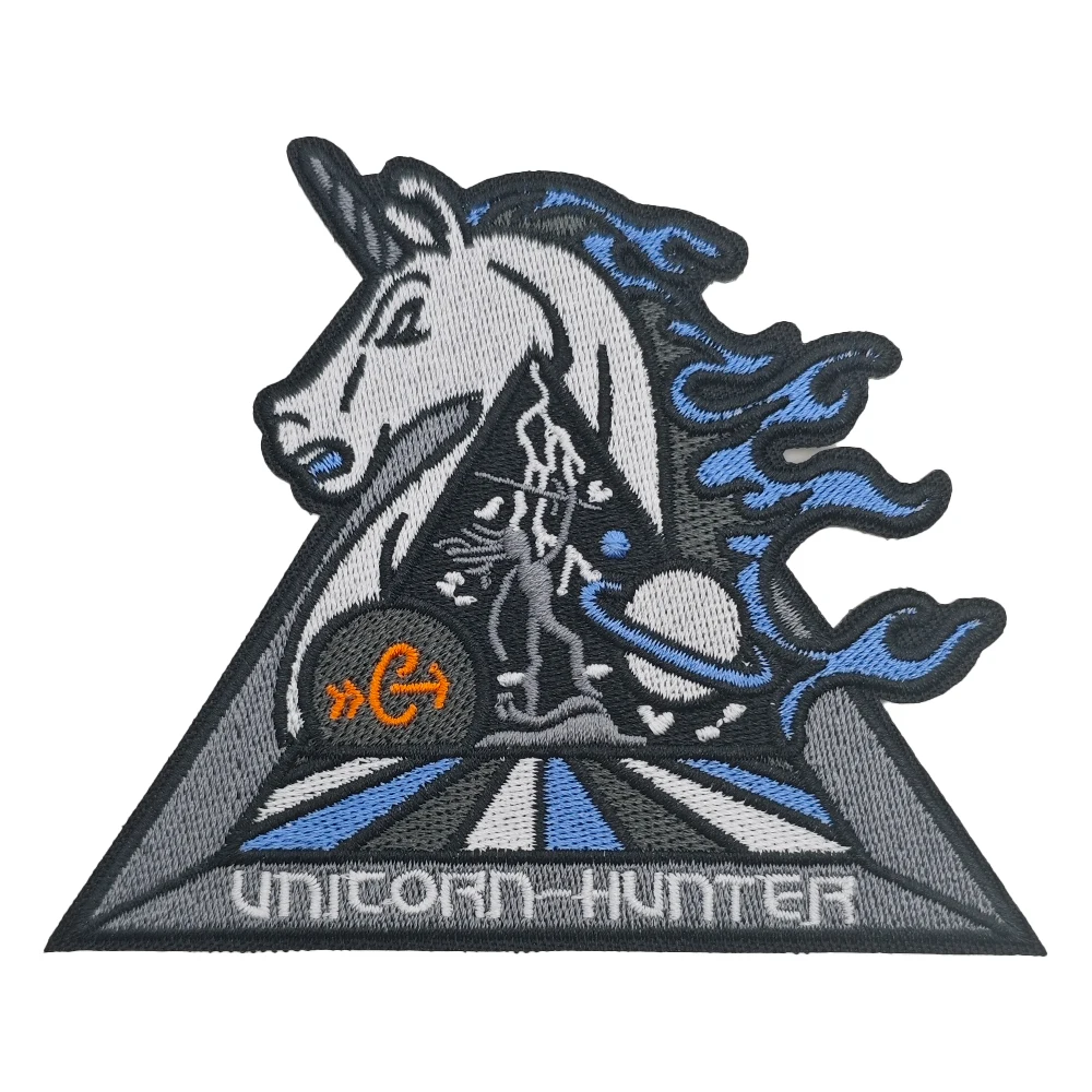 Parche Bordado de Cazador de Unicornios de Fantasía Oscura y Arquero del Planeta Místico, Insignia Táctica de Moral DIY para Mochila, Chaqueta, Chaleco, Sombrero