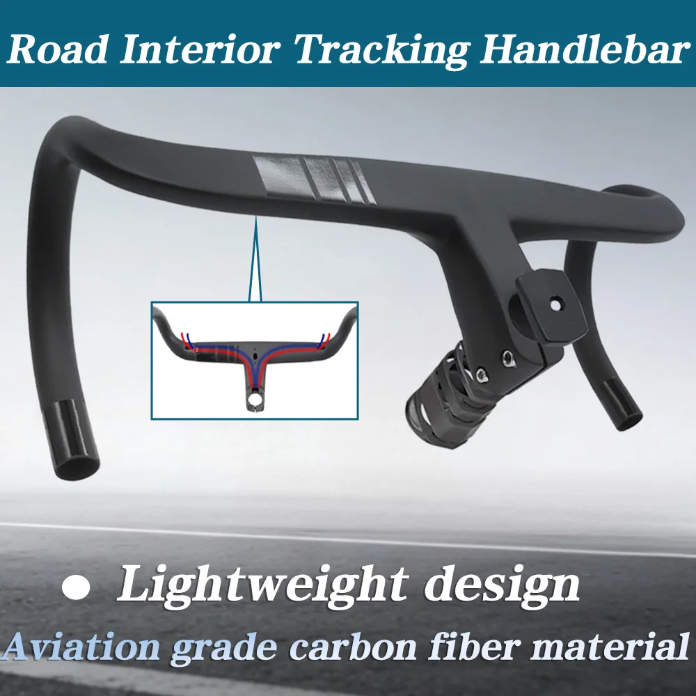 

Carbon Fiber Integrated Road Bike Handlebar All Internal Wiring DCR Technology Ergonomic Design 28.6mm Clamp -8° Stem 360-440mm