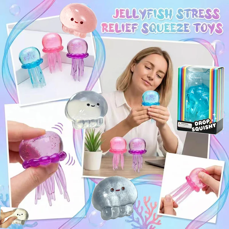 Simulated Jellyfish Schylling Squishy Stress Relief Pinch Anti-Anxiety Squeeze Cute Pinch Stress Relief Tools Super Soft Touch