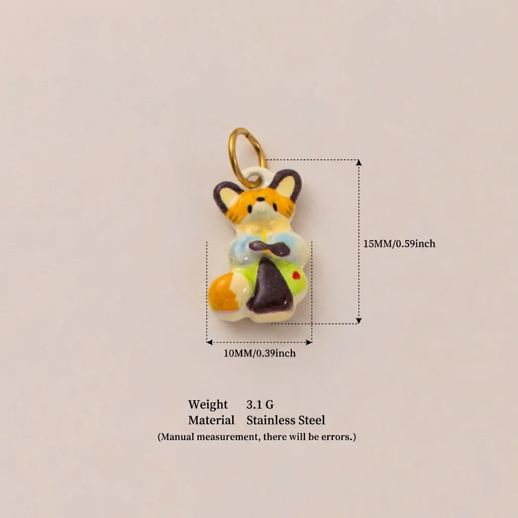 Einfache und niedliche, beliebte Fuchs- und Maus-Anhänger aus 316er Edelstahl, wasserdicht, farbbeständig, zum Selbermachen für Schmuck. – Detail 4
