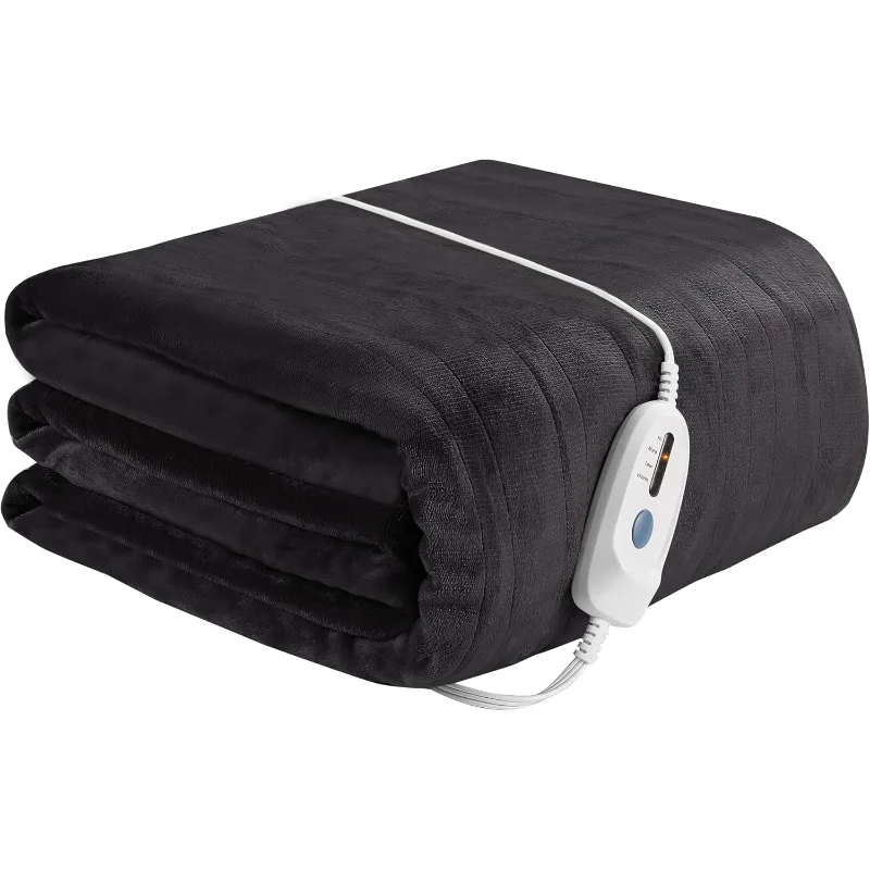 Electric Blanket Heating Full Size Flannel Heating Blanket, 4 Heating Levels and 10 Hours Automatic Closing, Machine Washable