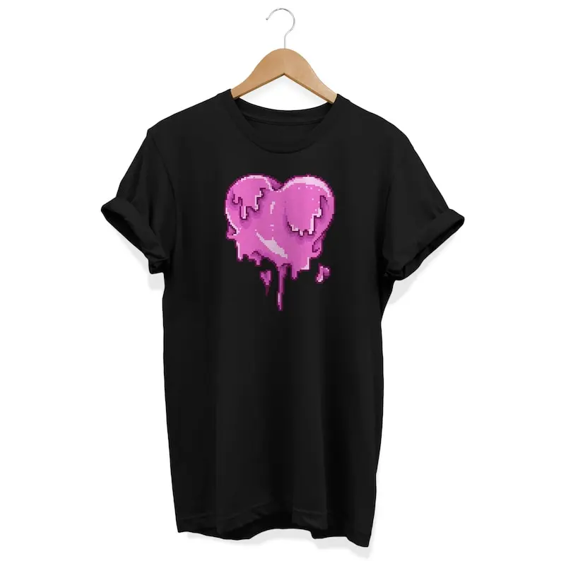 

Pixel Heart Gamer Grunge Retro Tee