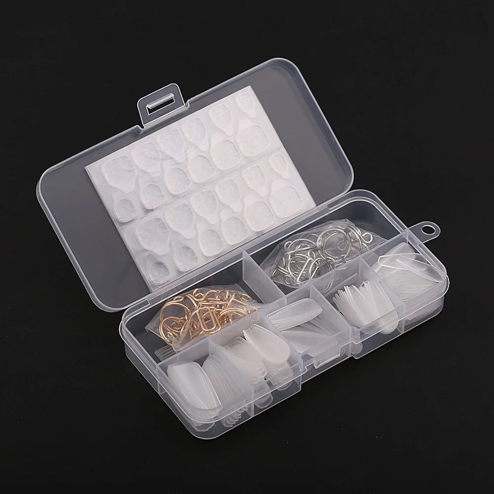 

with Adhesive Nail Tabs Nail Rings with Clear Nail Tips Removable Fingertip Nail Rings Causal Silver Color Phalanx Ring