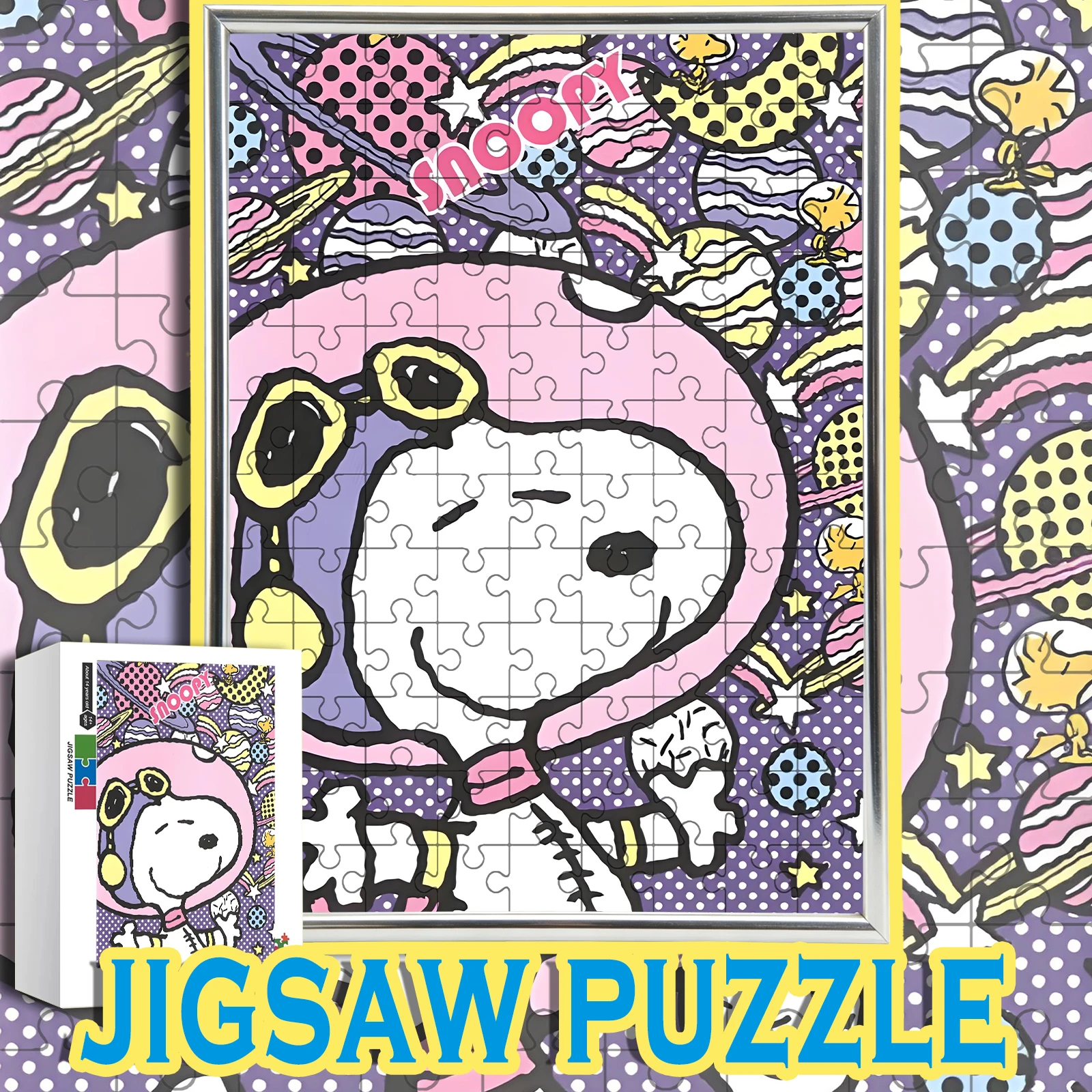 

Purple Polka Dot Background Snoopy Cosmic Adventure Puzzle 108-1000pcs Home Decor