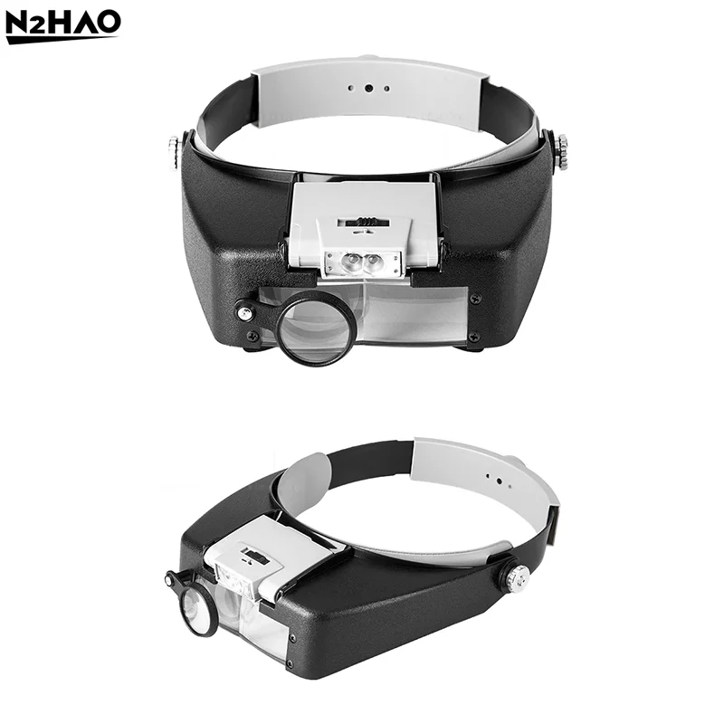 Okulary powiększające z pałąkiem na głowę 10X, regulowany rozmiar, lupa LED do czytania, okulary powiększające Optivisor z podświetleniem