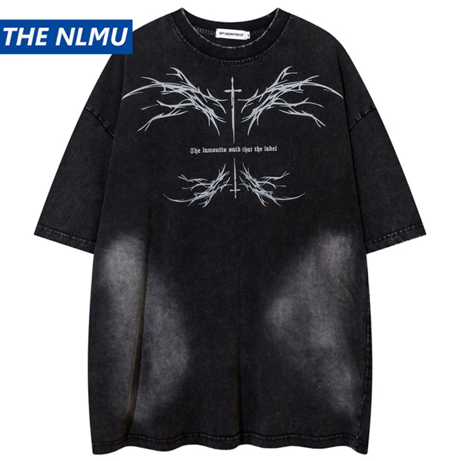 

Vintage Printed Oversized T-shirts Men 2024 Summer Loose Printed T Shirt Harajuku Hip Hop Streetwear Tee Shirts Unisex Y2K Tops