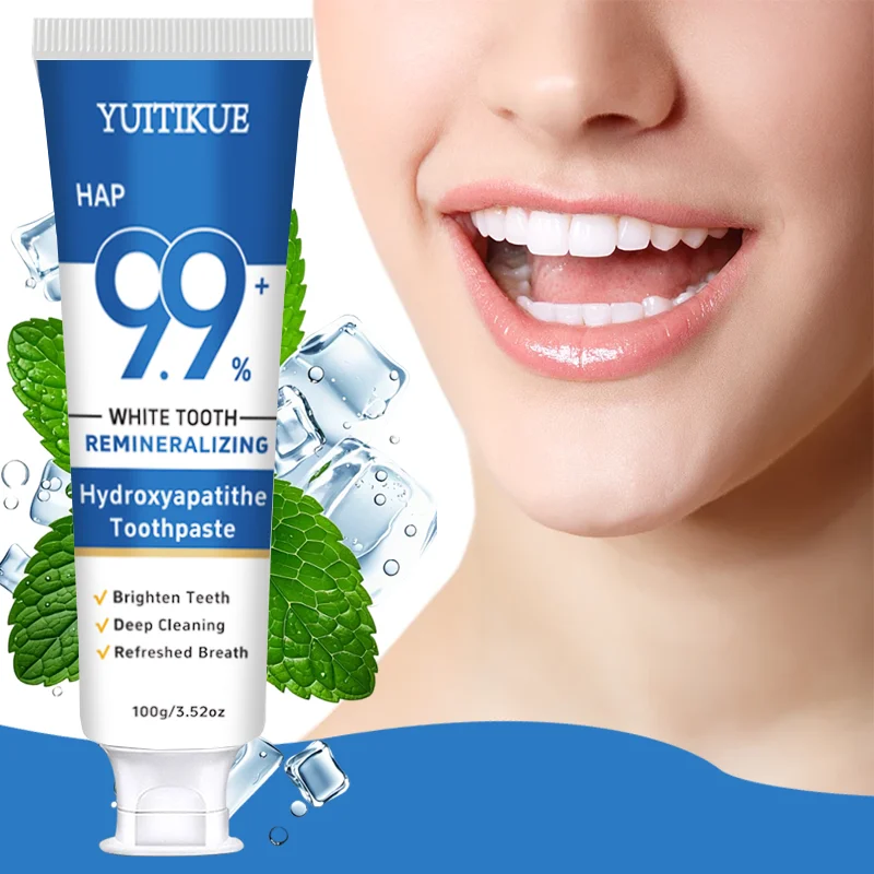 YUITIKUE HAP Hydroxyapatit-Zahnpasta 9,9+% Remineralisierende weiße Zähne Tiefenreinigung Frischer Atem 100g