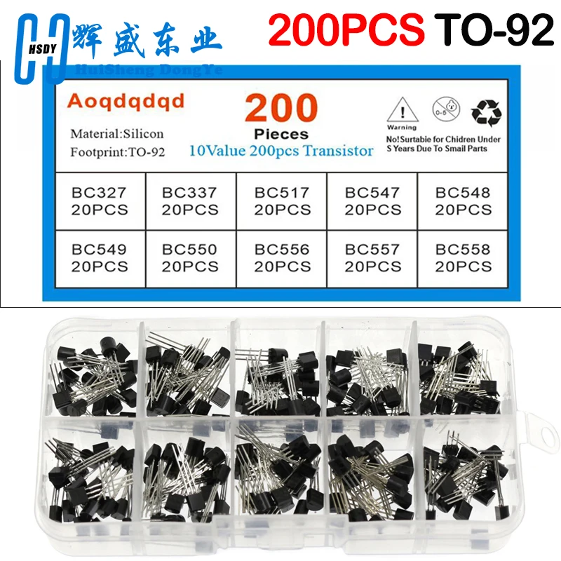 1BOX 200pcs=10 Values*20pcs Transistor kit Assort set BC327/BC337/BC517/BC547/BC548/BC549/BC550 BC556/BC557/BC558 mix diode pack